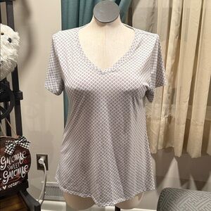 LuLaRoe Christy T Black and White Polka Dot Top - Size: Large